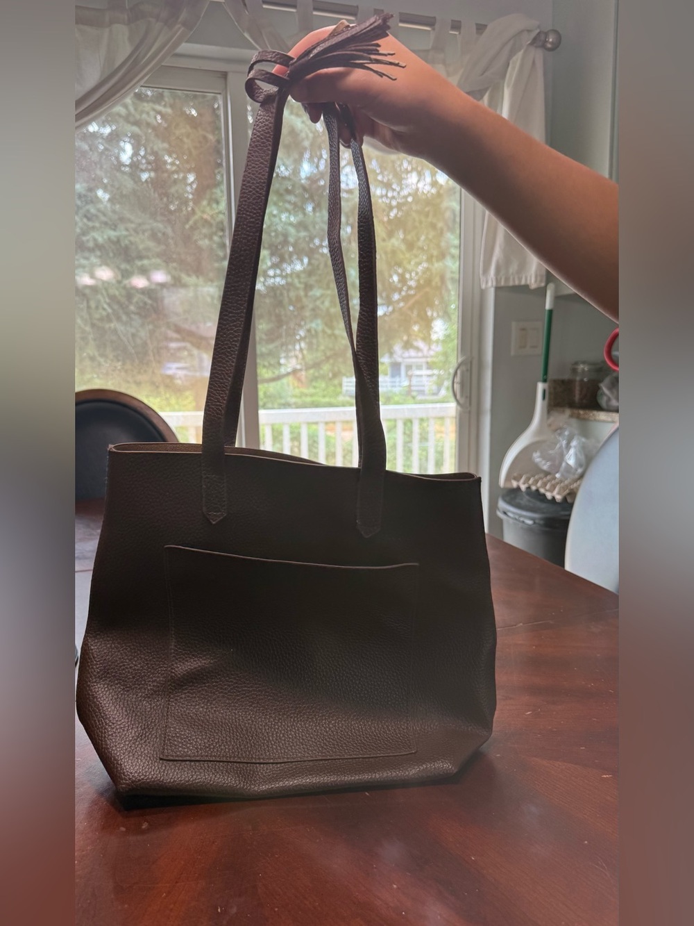 Classic Brown Leather Tote Bag - Everyday Women's Handbag